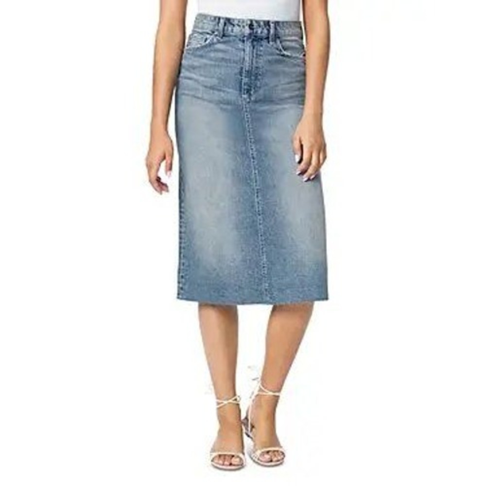 Joe's Jeans Cotton Denim The A-Line Raw Hem Midi Skirt Blue Women's Size 31
